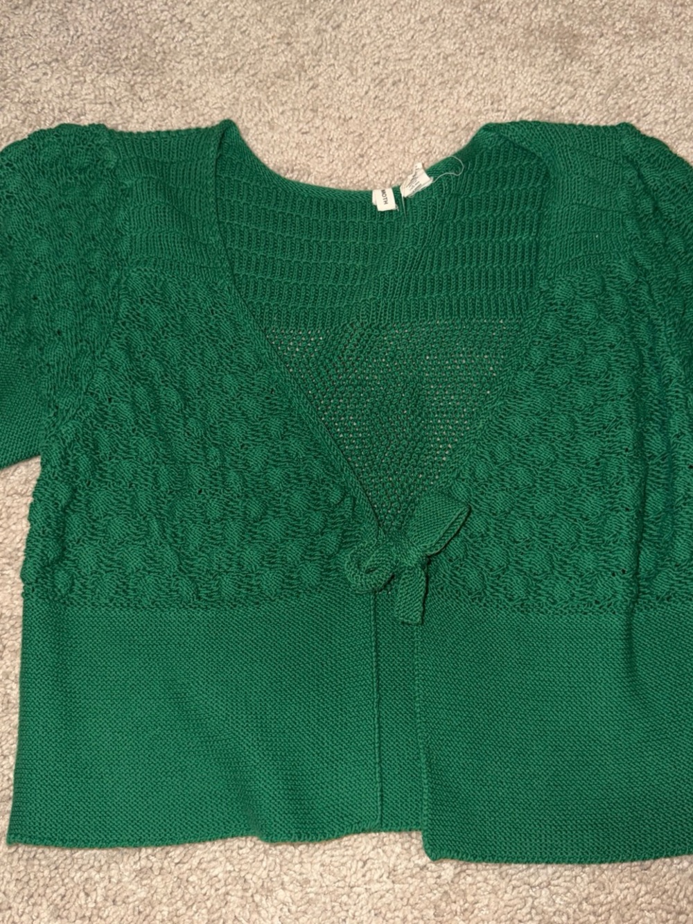 Green Knit Tie-Front Women's Sweater
